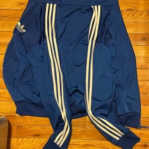 Adidas Royal Blue track jacket with Logo and white stripes